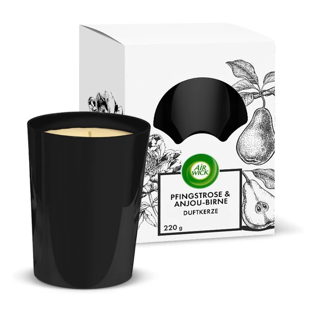 Air Wick Duftkerze im Glas Pfingstrose & Anjoubirne 220g - Bis zu 40h Brenndauer