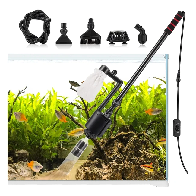 AQQA Aquarium Gravel Cleaner Siphon Kit 6-in-1 Electric Vacuum - Efficient Water Changer Set