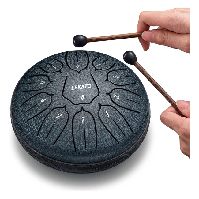 Steel Tongue Drum 6 inch 11 Notes Lekato D Major Hand Drum - Meditation Yoga Musical Education