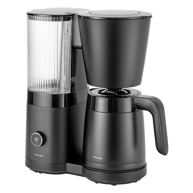 Zwilling Enfinigy Filter Kaffeemaschine mit 1,25 l Thermoskanne, Kaffeemaschine mit Boiler, Blooming, Smart Descaler Funktion, Edelstahl Schwarz