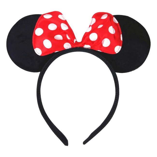 Cerchietto Minnie Mouse Rosso Fiocco Raso Bianco Accessorio Travestimenti