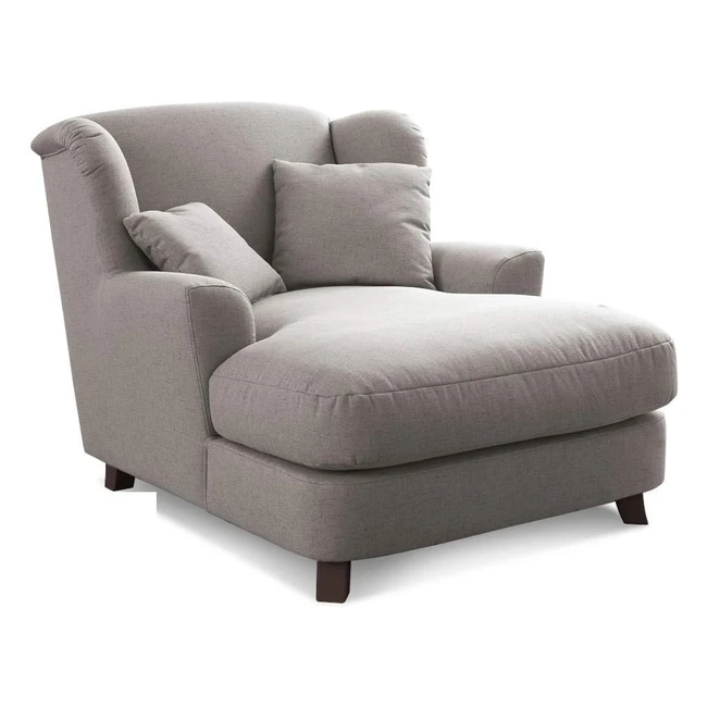 Cavadore XXL-Sessel Assado - Großer Polstersessel mit Holzfüßen - Inkl. 2 Zierkissen - 109 x 104 x 145 - Flachgewebe Hellgrau