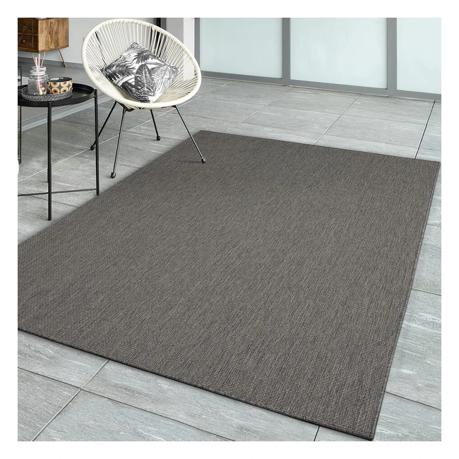 Teppich MISTRA Innen- und Außenbereich Flachgewebter Teppich Modernes Design Trendige Farben Super Flach UV- und Wetterbeständig Anthrazit 140 x 200 cm