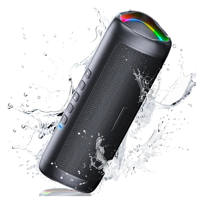 Enceinte Bluetooth Portable Uohhboe BT53 - Hautparleur Sans Fil TWS 24H Autonomie 30m Distance Lumière LED RGB Étanche IPX5 HD Stéréo Appel Mains Libres