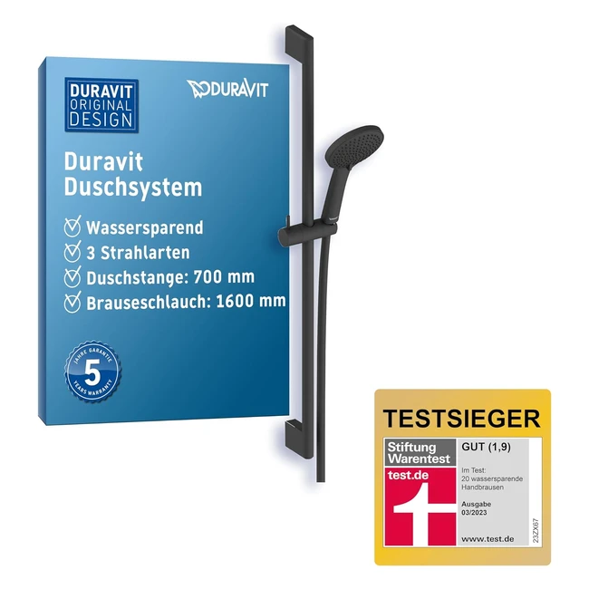 Duravit UV0682006046 Universal Duschkabine Mattschwarz 700 mm - Wassersparend