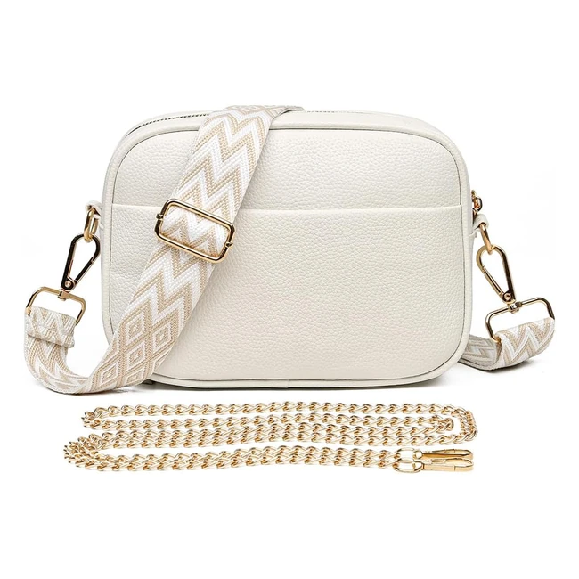 Tiaastap Crossbody Bags for Women - Leather Handbags - Shoulder Bags - Ladies Camera Cross Body Bag - Adjustable Wide Strap and Chain - Travel Shopping Work Daily Use