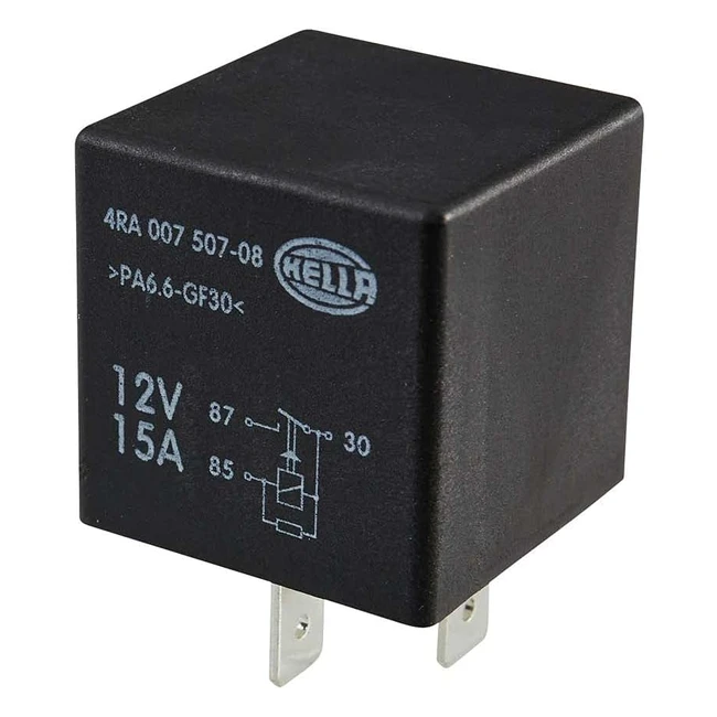 Mini Relé 12V 4 Polos Hella 4RA 007 507081 - Diagrama de Circuito - Color Negro