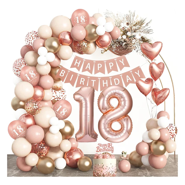 Décoration Anniversaire 18 Ans Fille - Kit Ballon Rose Gold - Réf. 18A-ROSEGOLD - Qualité Premium