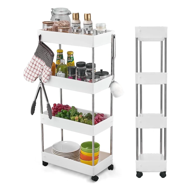 Carrello Portaoggetti 4 Livelli Wopeite 40x22x86 cm - Salvaspazio, Ruote, Resistente