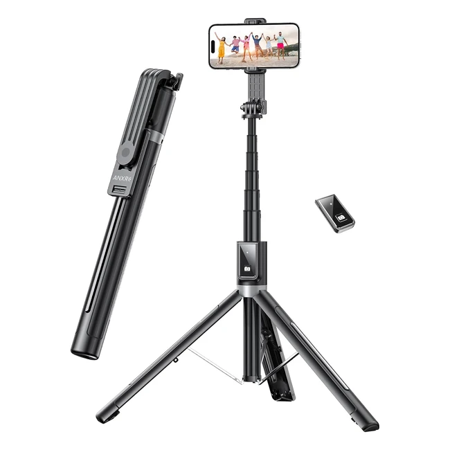 Anxre 150cm Perche Selfie 2 Lumière Remplissage Trépied Smartphone Téléc. Portable Support Téléphone