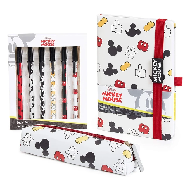 Disney Taccuino Topolino A5 Set Cartoleria Kawaii - Astuccio Penne Ufficio Scuola