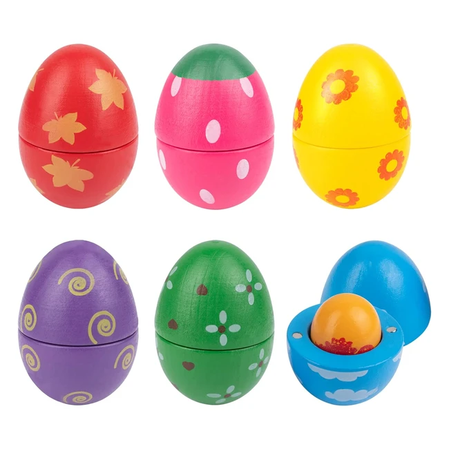 Juguete de Huevos de Madera con Imanes - Educativo y Realista - Apto para Niños de 3+