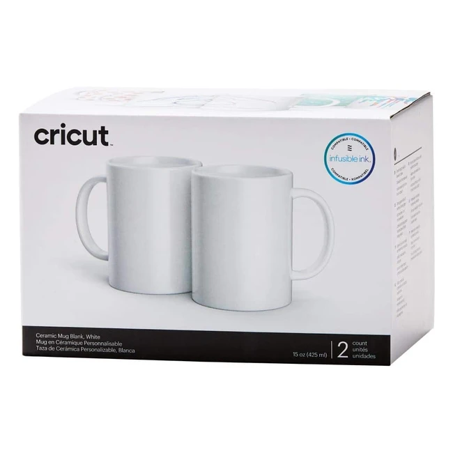 Tazas en Blanco Cricut 425ml 15oz - Juego de 2 Vasos Sublimacin Infusible Ink
