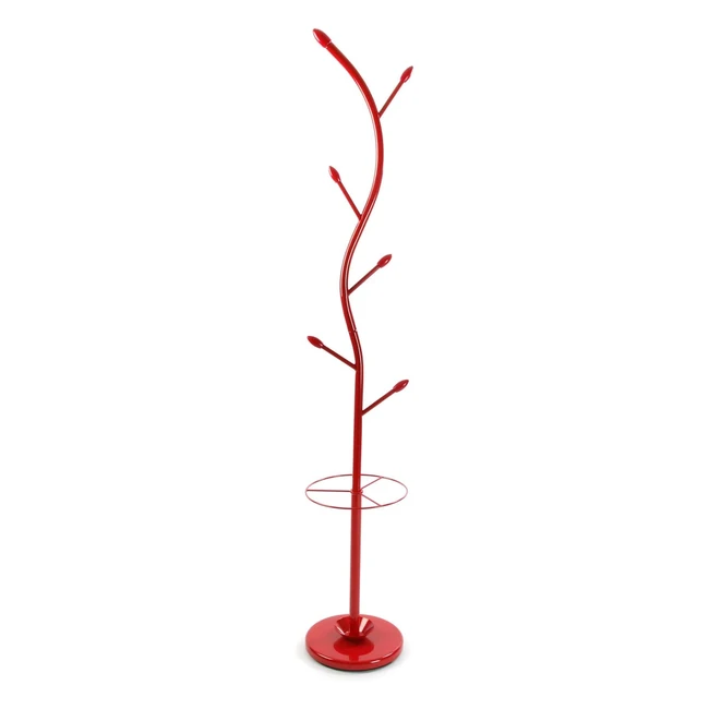 Appendiabiti da Terra Versa Derby - Stile Minimalista - 6 Ganci - 185 x 30 x 30 cm - Metallo Rosso