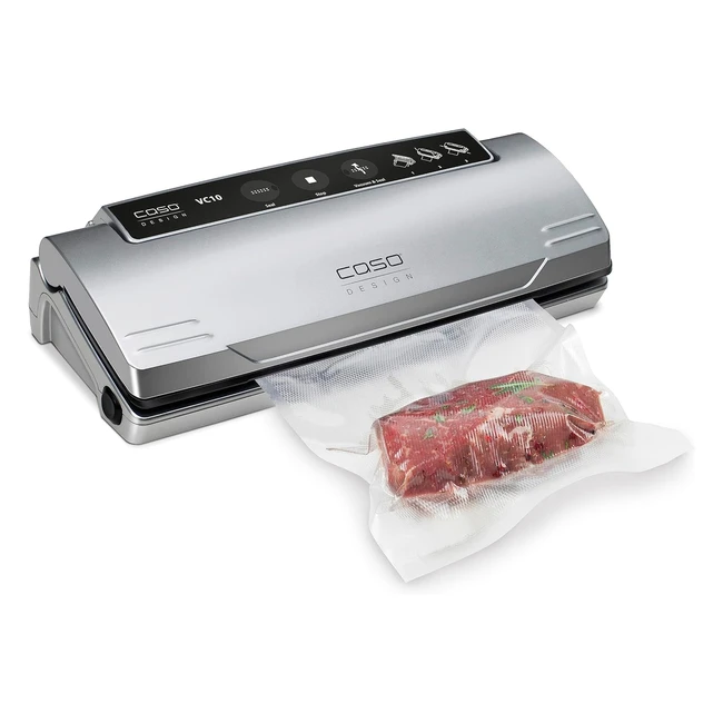 Caso VC10 Vakuumierer - Testsieger bei Stiftung Warentest - Bis zu 8x längere Frische - 30cm lang - Stabile Schweißnaht - Inkl. 10 Profi-Folienbeutel