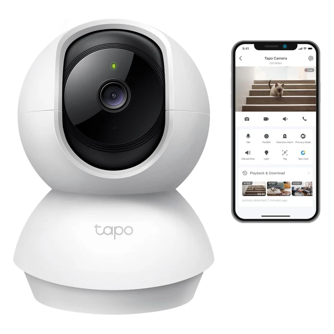 tplink tapo c210 wifi ip camera 3mp pan tilt night vision 2way audio white