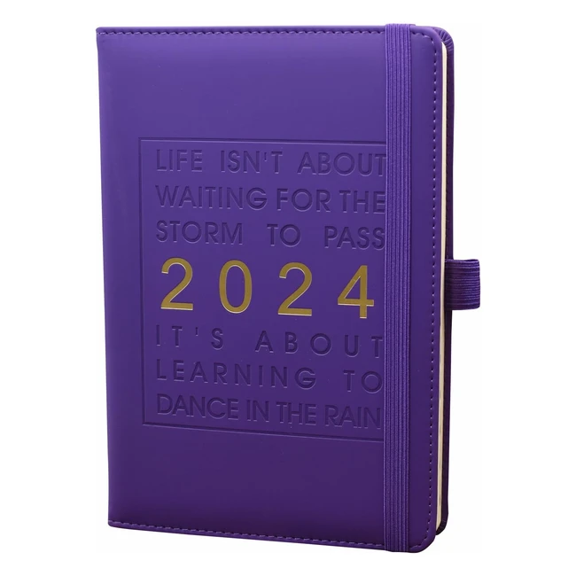 Agenda 2024 Settimanale Formato Large 145x21cm - Copertina Rigida - Tasca Interna - Viola