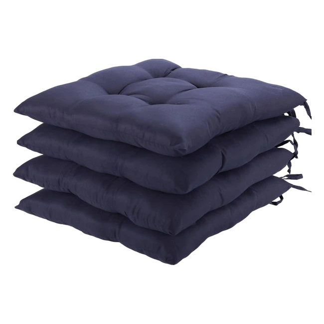 Hamo Seat Pads Dining Chair Cushions Navy Set of 4 | 38x38cm | Comfort & Support