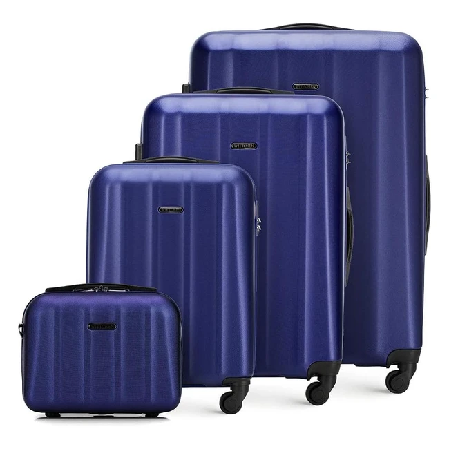 Wittchen Cruise Line Reisekoffer Trolley Großer Koffer Handgepäck Hartschale Polycarbonat 4 Rollen Kombinationsschloss Teleskopgriff Größe L Blau Set of 4