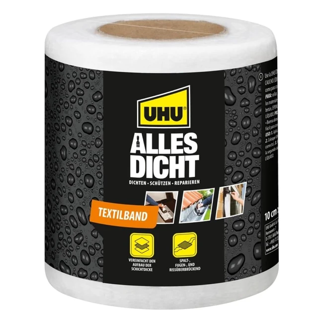 UHU All Tight Textilband wasserdichtes Dichtband für Abdichtung, Schutz und Reparatur 1 x 10cm x 10m