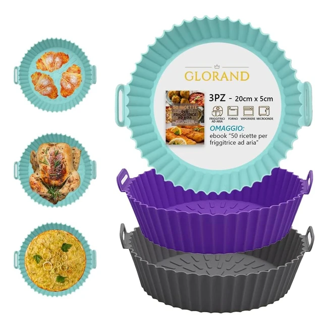 Set 3 Teglie Friggitrice Ad Aria Universali - Qualita Superiore - Design Unico - Ebook Ricette Gratis