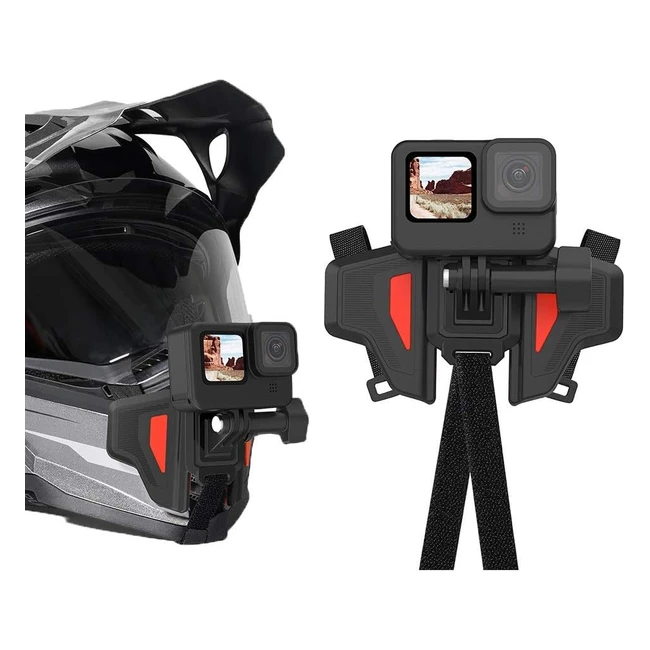 Soporte Casco Moto Auykoo Hero 11 10 9 8 7 6 5 4 Black SJCAM Sony Insta360 DJI Osmo Xiaomi Yi Akaso Argogarmin Drift Cámara Action Montaje Correa