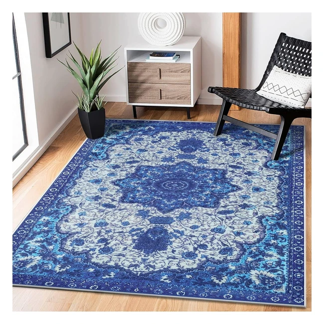 Tappeto Artistico Morbido Moderno Blu 120x160cm - Alta Qualità