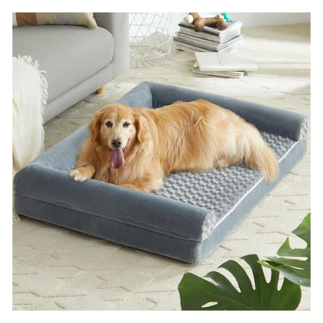 Orthopedic Dog Bed for Large Dogs - Waterproof Sofa Beds - Washable Cover - Soft U-Shape Bolster - Egg Foam Pet Couch - Non-Skid Bottom - 916816cm