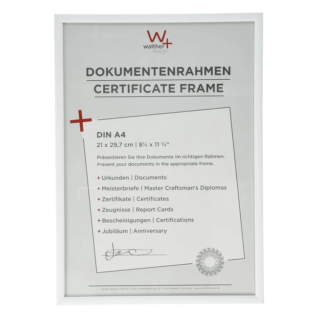 Walther Design Bilderrahmen Weiss 21 x 297 cm DIN A4 KV130W - Modernes Kunststoffrahmen