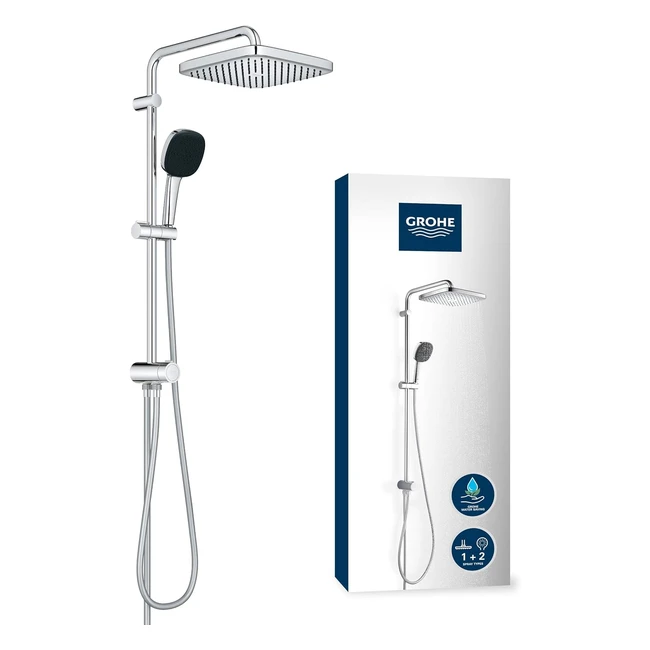Grohe Vitalio Comfort 250 Flex Duschsystem mit Umschalter Wassersparend 2 Strahlarten Flexible Installation Langlebig Quadratisch Chrom 26698001