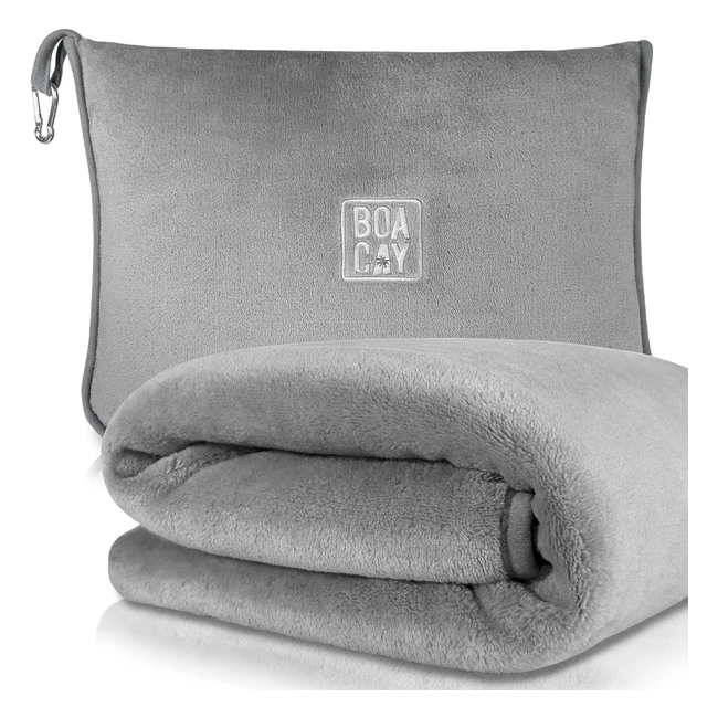 Boacay Travel Blanket & Pillow | Super Soft Material | Backpack Clip & Luggage Sleeve | Reference #12345