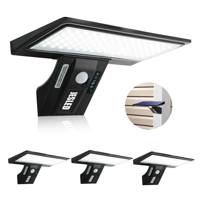 Jesled Solarleuchten für den Außenbereich mit Bewegungssensor | Solarleuchte für den Außenbereich mit Bewegungssensor | 3 Modi | Solar für Garage, Garten, Hof, Treppen, Eingangstüren | 4er Pack