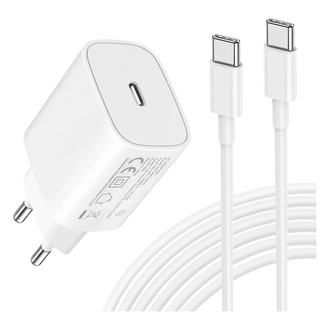25W USB C Ladegerät Ladekabel für Samsung Galaxy S23 S22 S21 S20FE S10 S9 S8 A54 A53 5G A52 A51 A50 A34 A33 A13 A12 M53 M13 Schnellladegerät mit Typ C Schnellladekabel 2m
