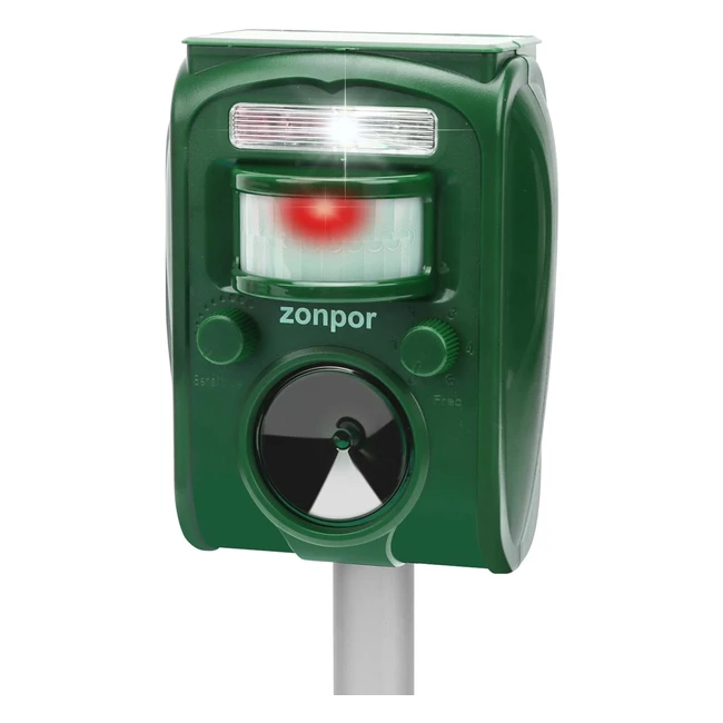 Zonpor Ultrasonic Fox Repeller Cat Repellent Solar Battery Powered Animal Scarer Repellent for Garden