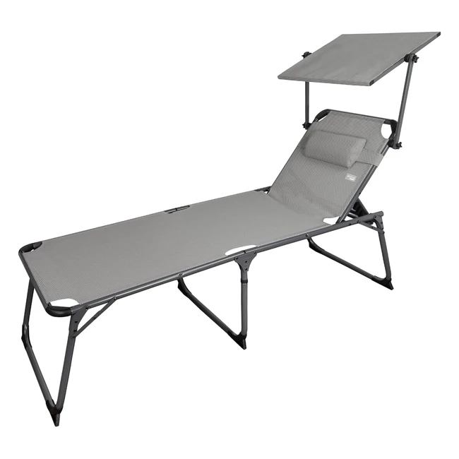 Tumbona Aktive 62613 Plegable Multiposición con Parasol 193x67x85 cm - Camping Gris