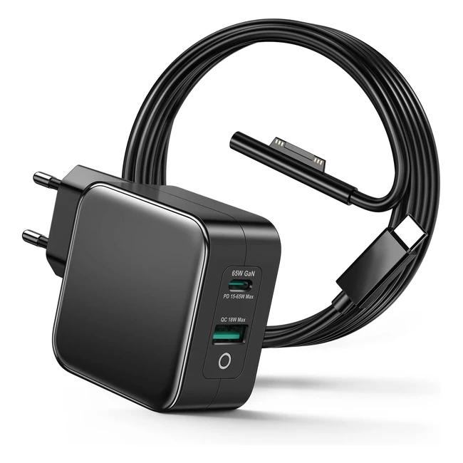 Cargador Surface 65W GAN USB C para Surface Pro 7498653x2017 - Carga Rápida 60W - Compatibilidad Universal