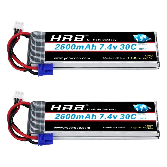 HRB 2S Lipo Batteria 74V 30C 2600mAh - Alta Prestazione per RC Helicopter, Aerei, Hobby, FPV, Drone