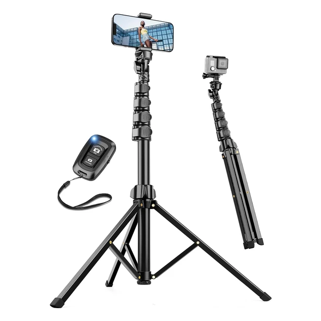 Treppiede Smartphone 180cm Estensibile Cavalletto Selfie Stick con Telecomando - Nineigh