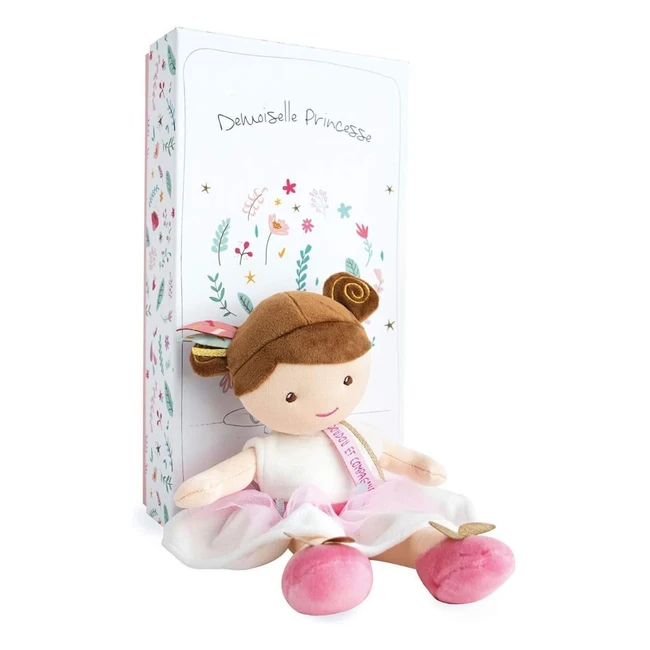 Poupe souple en tissu brune blanche 30 cm Ombelline DC3533