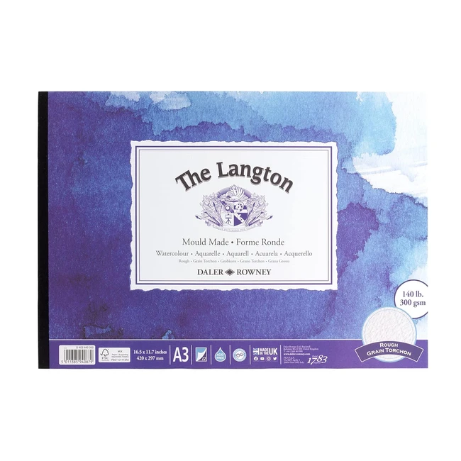 Bloc de feuilles aquarelle Dalerrowney Langton 300 gm A3 - Qualite superieure