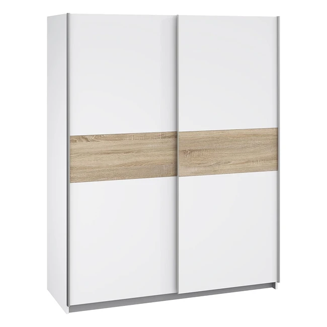 Forte Winnie Schwebetürenschrank Holzwerkstoff Weiß/Sonoma Eiche 612x150x1905cm