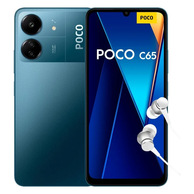 Xiaomi Poco C65 Smartphone 6/128GB 67.4 90Hz HD MediaTek Helio G85 Triple Cámara 50MP 2MP QVGA 5000mAh NFC Azul