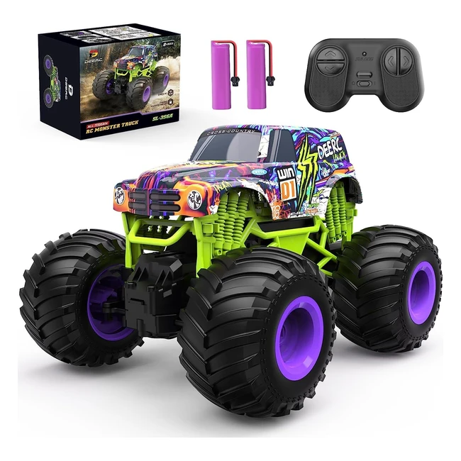 Deerc Jouet Monster Truck RC Tout Terrain 1/16 Grande Vitesse 2.4GHz - Cadeau Enfant