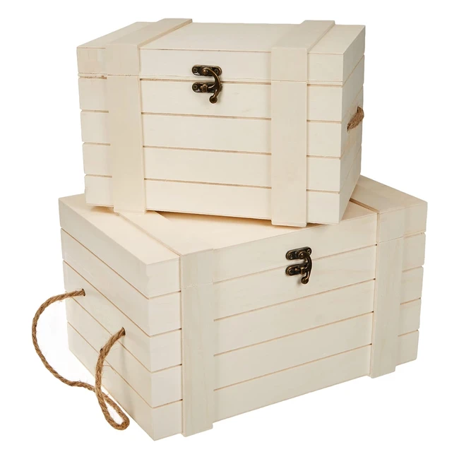 Rayher Hobby Holztruhen Set mit Jutegriffen 2 Stck 30 x 205 x 173 cm und 24 x 16 x 155 cm