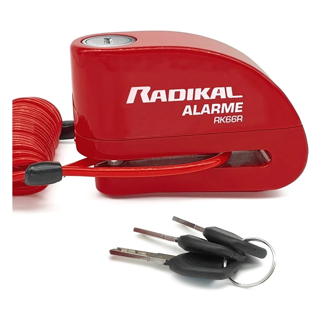 Candado Moto Disco Alarma Radikal RK66R 110 dB - Accesorios Cable 15m - Antirrobo Universal Moto Scooter Bicicleta