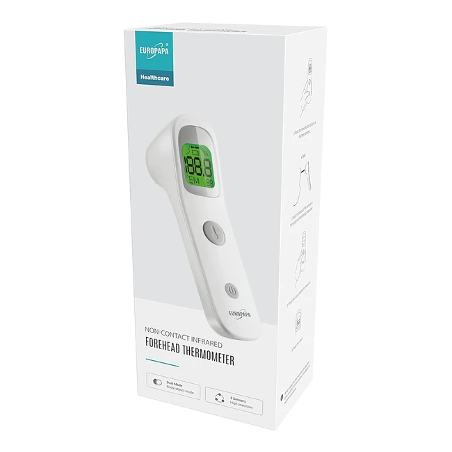 Europapa Thermomètre Frontal Infrarouge Bébé Enfant Adulte Alarme Fièvre CF Mémoire Numérique