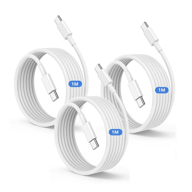 USB C to C Fast Charger Cable 1m 3Pack Type C to C Charging Lead Wire for Apple iPhone 15 PlusPro MaxMacBook Pro 2021202020192018iPad Pro 12911 InchMiniAir 54Samsung Galaxy S23S22 Ultra