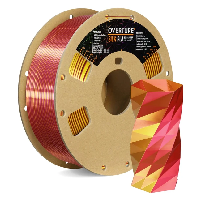 Filamento Seta PLA Doppio Colore 175mm 1kg Bobina Precisione 003mm 3D Printer Filamento Seta MagentaOro