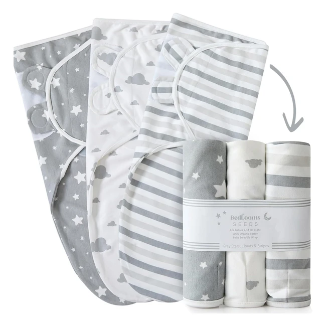 ikads Baby Swaddle Blanket 03 Months 100 Breathable Organic Cotton Fabric Pack of 3 Newborn Swaddles Grey