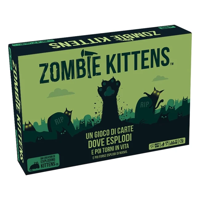 Asmodee Zombie Kittens Gioco di Carte Party Game 25 Giocatori 7 Anni Edizione in Italiano - Velocità e Azione!